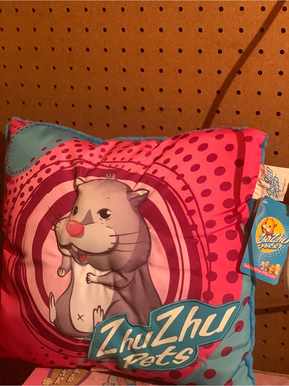 Zhu Zhu Pets Kids Decorative Pillow Accent Pillow in Pink and Teal RARE NWT